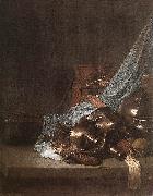 POORTER, Willem de Still-Life with Weapons and Banners sg oil painting